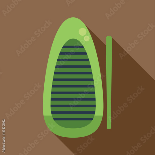 Inflatable boat with a paddle representing water activities and leisure