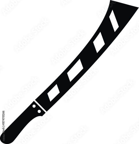 Machete blade isolated on white background depicting a cutting tool