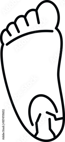 Human foot with cracked heel problem illustration