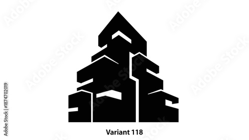 Geometric Pyramid Structure Silhouette Design Element.