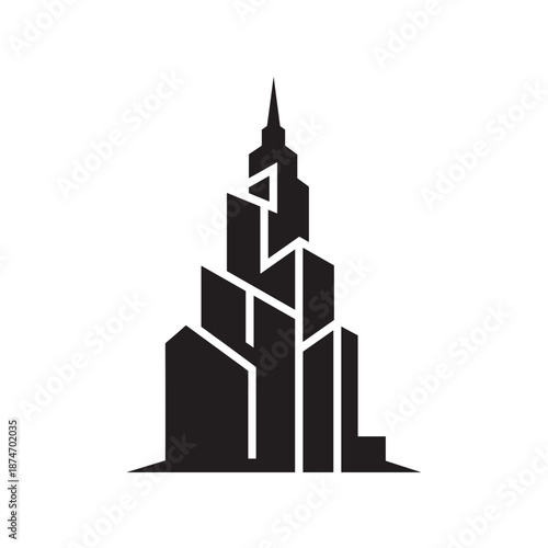 Geometric Skyscraper Silhouette Modern Architecture Design.