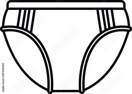 Outline drawing depicting classic men's underpants or briefs
