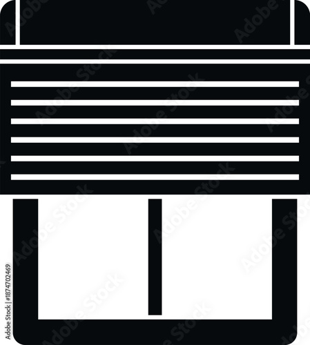 Window with a closed roller shutter covering the glass