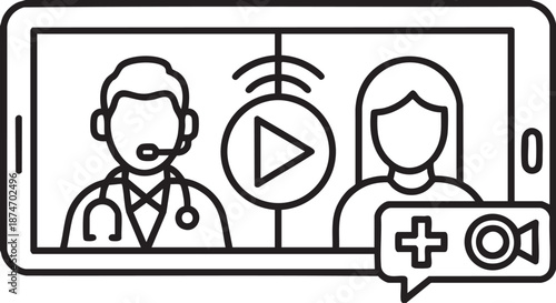 Telemedicine online doctor consultation illustration