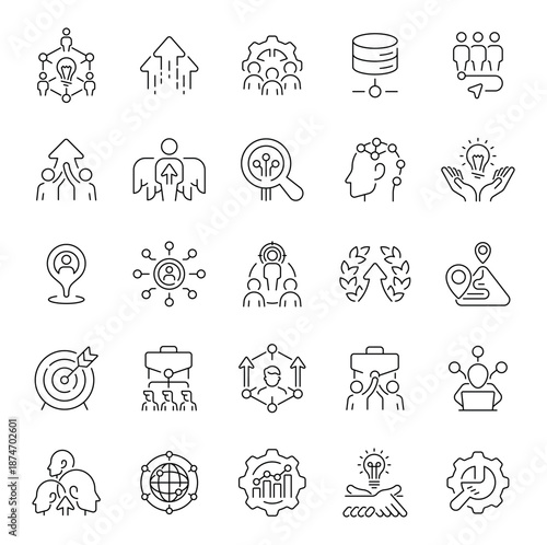 Process vector icons in line style. Process related icons collection.
