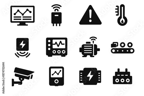 Control monitoring vibration maintenance icons sensor predictive conveyor connector module motor icon