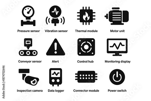 Icon system data unit vector maintenance camera alert sensor icons motor control