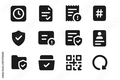 Corners block registration structural icons archive negative vector digital warranty tile icon