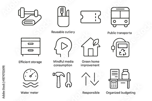 Icon simple public efficient water mindful minimalism icons home coupon vector reusable