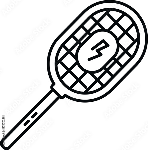 Electric fly swatter racket with a lightning symbol representing pest control