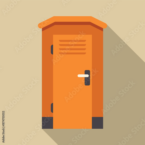 Orange portable toilet representing public hygiene facilities at events or construction sites
