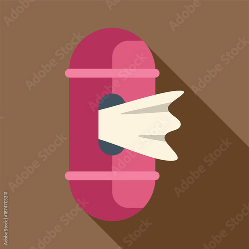 Pink dispenser pulling out a single wet wipe, showing hygiene concept