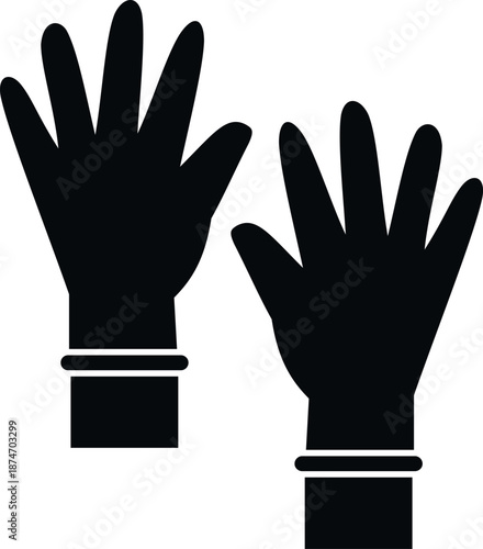 Pair of black safety gloves representing protection, cleanliness, and medical care