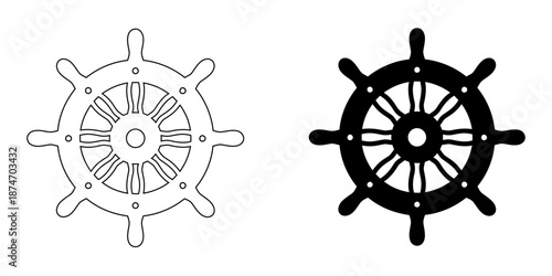 Ship's Wheel Helm Icon  for Maritime Navigation, Leadership, and Business Management Branding