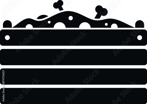 Compost bin containing organic waste, bones, and soil for recycling