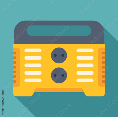 Portable generator providing electricity in a flat design illustration