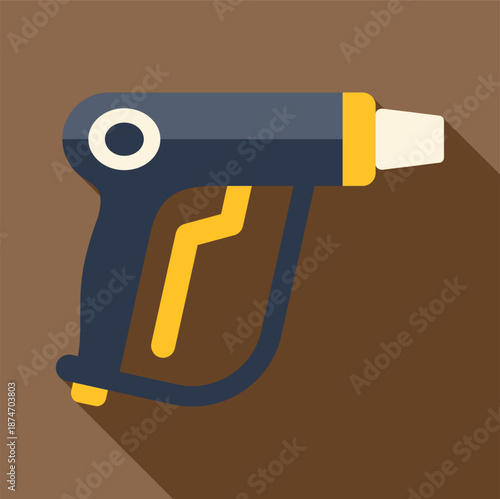 Flat design icon depicting a fuel pump nozzle, representing energy and transportation
