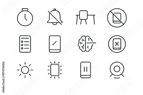 Icon off brain vector focus icons glowing app digital muted screen