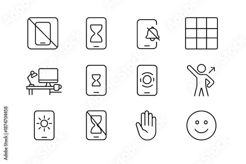 Digital guided morning reset offline vector limit block icons quiet icon reminder