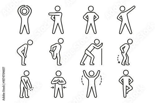 Circle vector gentle icon extension roll spinal hinge deep icons standing morning