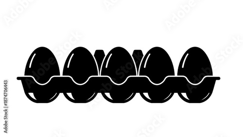 Vector illustration of a simple carton of five eggs, perfect for culinary designs, on transparent background