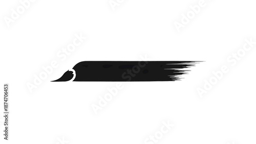 Vector illustration of a dynamic black brush stroke with a speed effect on transparent background
