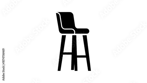Vector illustration of a sleek contemporary high bar stool icon, perfect for modern interior design elements, on transparent background
