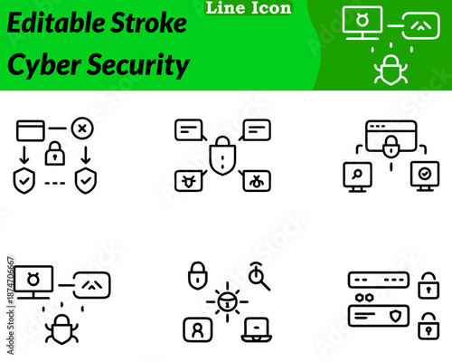 A modern minimalist cyber security icon in a character style. Showcases a shield lock protecting digital data paired circuit lines. Network to symbolize online safety encryption privacy and secure.