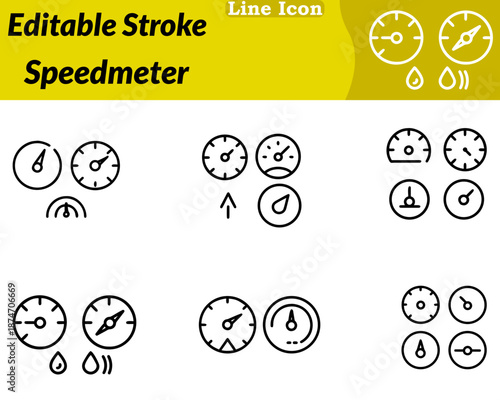 A modern, minimalist speedometer icon in a character style. Showcases a round gauge with a bold needle and speed indicators. Representing speed performance monitoring and efficiency.