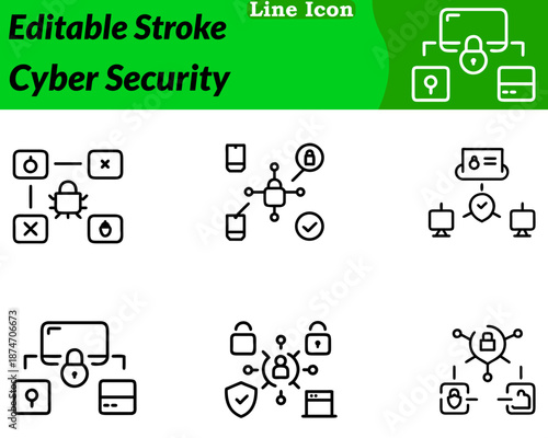 A modern minimalist cyber security icon in a character style. Showcases a shield lock protecting digital data paired circuit lines. Network to symbolize online safety encryption privacy and secure.