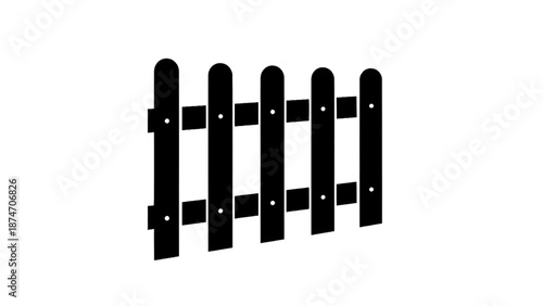 Vector illustration of a classic wooden picket fence design, on transparent background