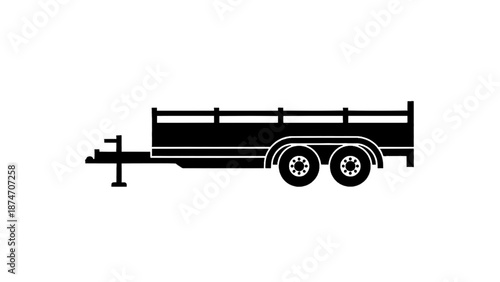 Vector illustration of a versatile black utility trailer design, perfect for cargo hauling, on transparent background