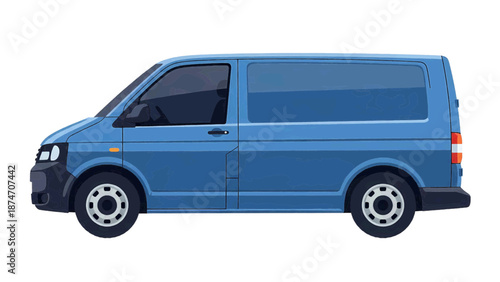 Vector illustration of, on transparent background, a blue cargo van for delivery services