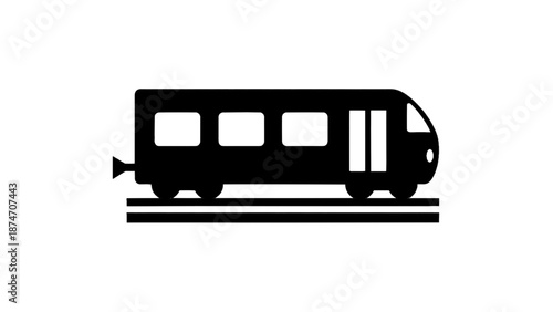 Vector illustration of a modern passenger train or subway transit icon on transparent background for transportation design