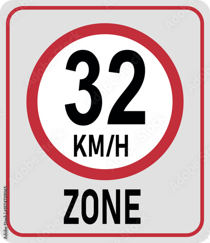 32 km h speed limit zone. Vector illustration