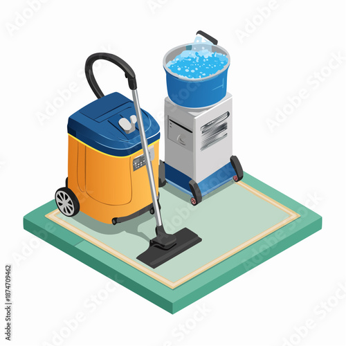 Cleaning equipment on a mat