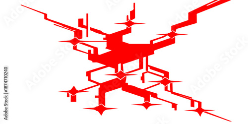 3D vector illustration of a red arrow sign pointing toward success through a broken wall with shattered glass pieces as a business direction concept