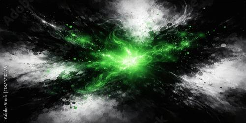 Abstract dark space background featuring blue smoke textures, bright stars, and a night sky backdrop with light clouds and a moon pattern for text placement