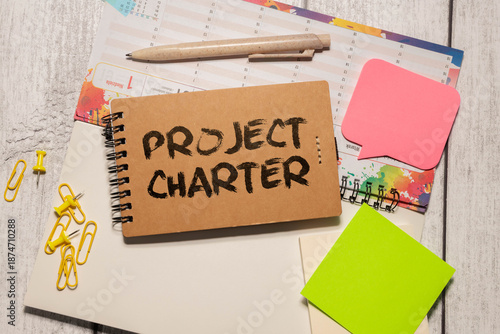 Εκτύπωση καμβά Project Charter text on blackboard, business concept background