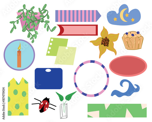 Cute Planner Stickers Set With Hand Drawn Food And Flowers