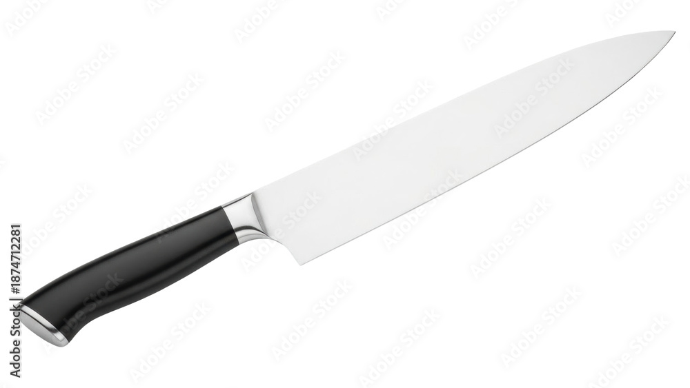 Fototapeta premium Sharp kitchen knife on a plain background ready for food preparation tasks and cooking activities