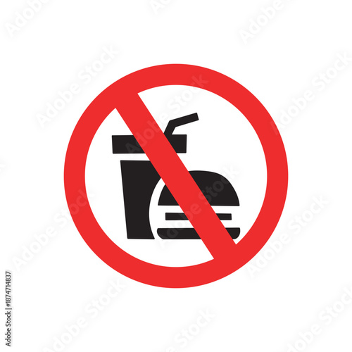 No food or drink allowed icon on white background
