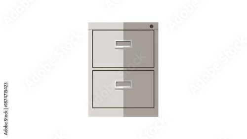 A twodrawer filing cabinet with handles and a lock