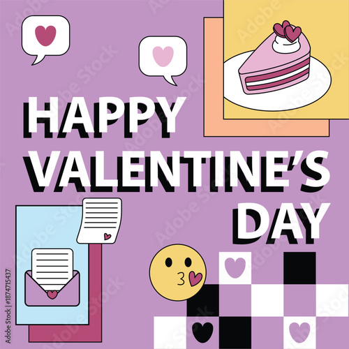 Happy valentine's day. Valentine's square vector design template. Greeting cards, posters, and social media template.