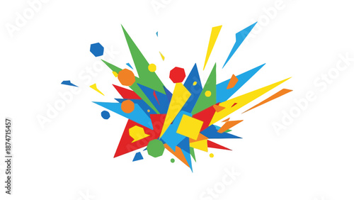 A vibrant abstract explosion of colorful geometric shapes and circles