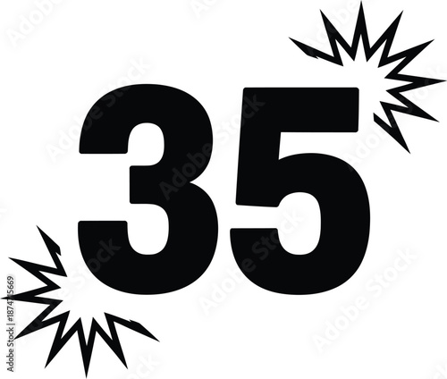 Stunning number thirty-five with explosive burst graphics
