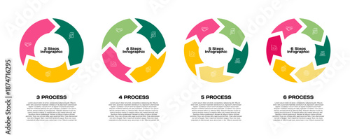 Vector circular infographic set. template for presentation business infographic, 3, 4, 5, 6, options steps parts. venn diagram sets. vector editable eps