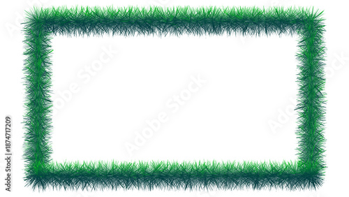 Quadro su tela Green grass Rectangular frame border texture on transparent background
