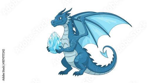 An ice dragon holds a crystalline egg