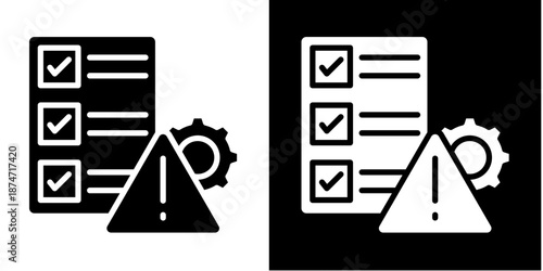Risk Assessment  Icon Set White Glyph Style Collection